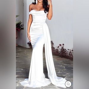 ANASTASIA CORSET GOWN W/ SASH- DIAMOND WHITE